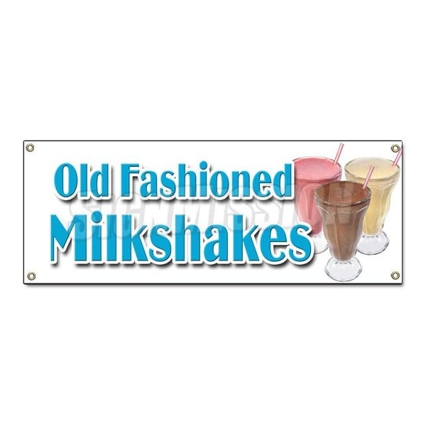 OLD FASHIONED MILKSHAKES BANNER SIGN malts thick ice cream soda milk